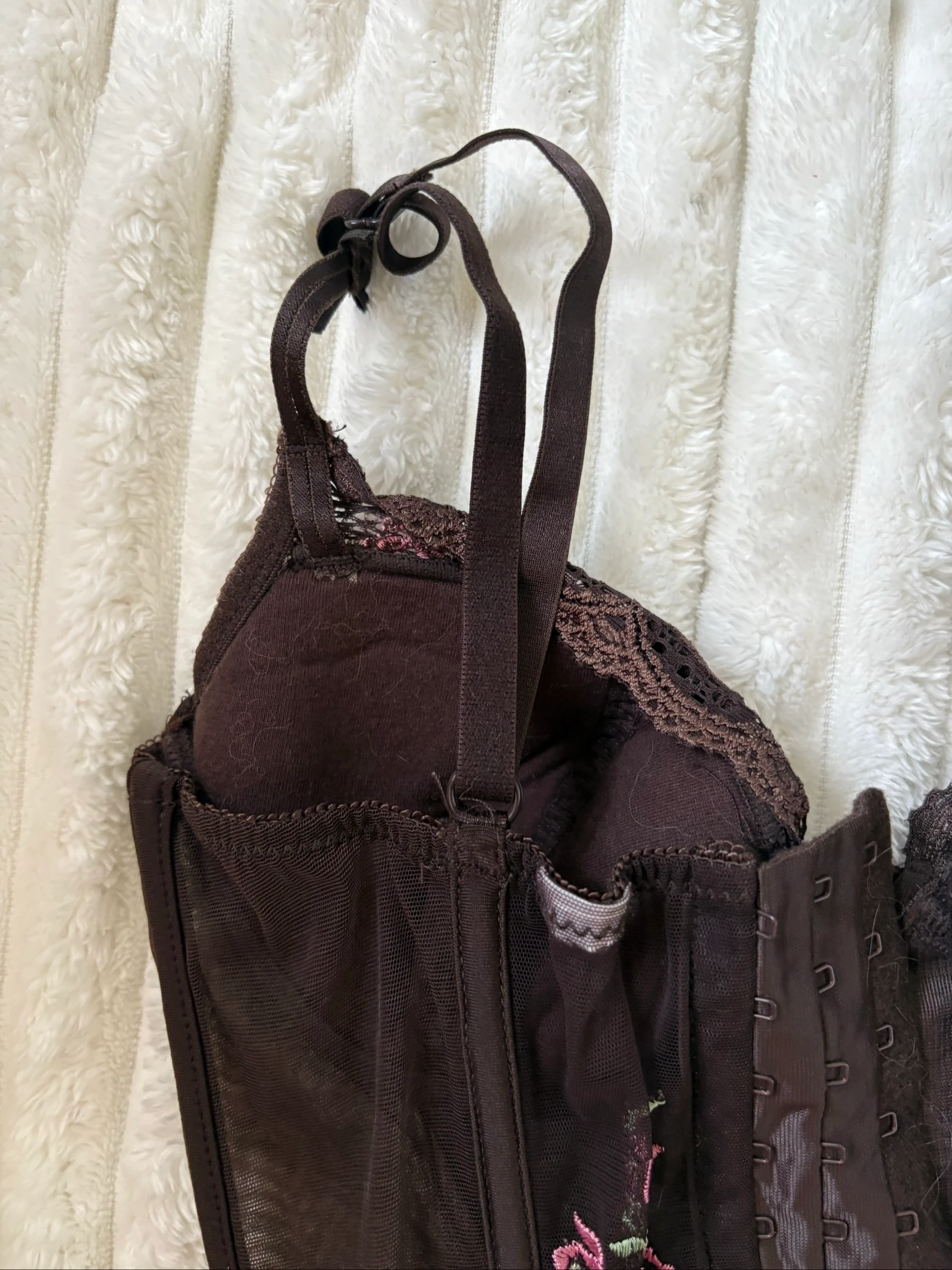 Bustier guêpière con portejarretes para mujer, estilo vintage con bordado de flores – photo 12